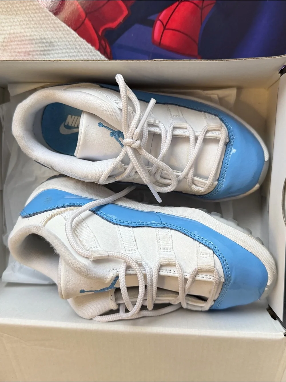 Jordan Kids White and Light Blue Low-Top Sneakers